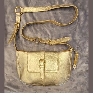 Beautiful Cole Hann gold leather shoulder bag Great rarlet worn condition